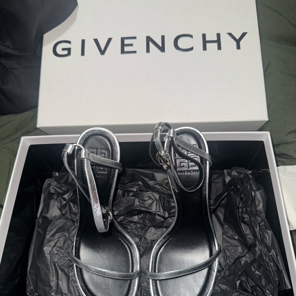Givenchy Metallic Silver Strappy Sandals